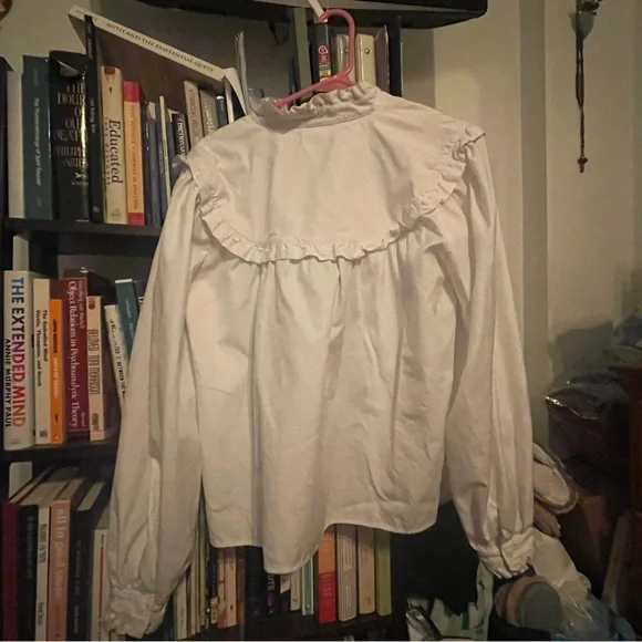 Emerson Fry White Poplin Victorian-Style Ruffle Blouse - Picture 6 of 11